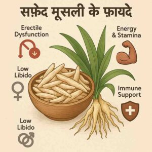 Safed Musli के फायदे और नुकसान – ताकत के लिए कैसे और कितने दिन खाएं